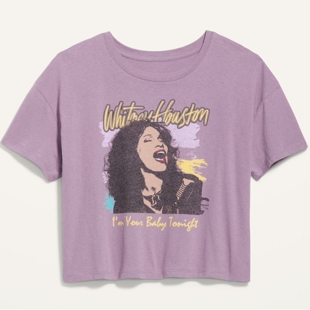 Old Navy 3X Purple Whitney Houston Vintage Crop Top